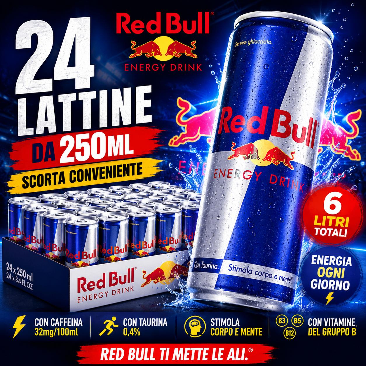 Red Bull Energy Drink Original 24 Lattine da 250 ml