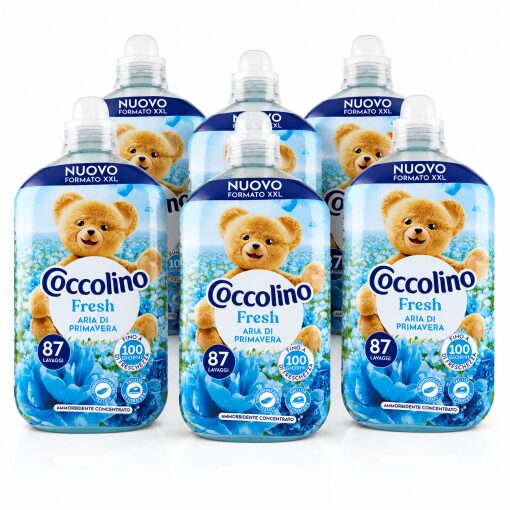 6xAmmorbidente concentrato Coccolino Fresh Aria di Primavera 87 lavaggi Formato XXL